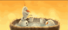Olaf In Hot Tub GIF - Cheers Toast Chocolate GIFs