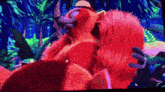 a cartoon character wearing a hat and sunglasses is laying down in the jungle .
