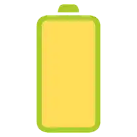 a yellow battery with three hearts on it and a green top