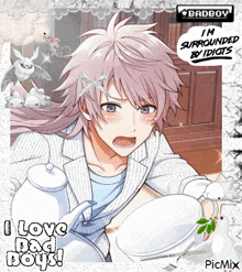 a picture of a boy with the words i love bad boys on the bottom