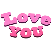 a sticker that says love you in pink letters