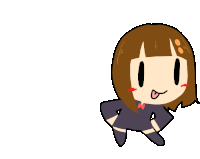 a cartoon drawing of a girl with her tongue hanging out