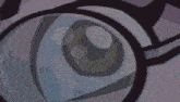 a close up of a cartoon character 's eye with glasses on .