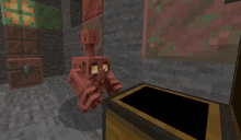 a minecraft character standing next to a treasure chest