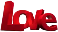 the word love is displayed in red letters on a white background
