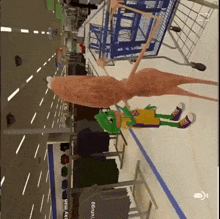 a cartoon character in a store with the word lucky man visible
