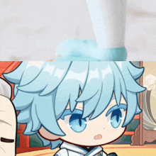 a cartoon character with blue hair is standing next to a plunger