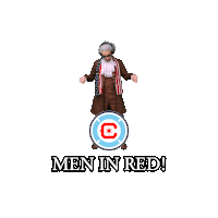 a blue circle with a red letter c and a star
