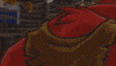 a cartoon parrot is standing in front of a fireplace holding a stick .
