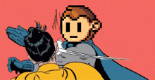 a pixel art illustration of a man being punched