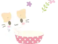 a drawing of a cat with flowers hanging from it 's head