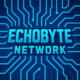 a blue background with the words echobyte network