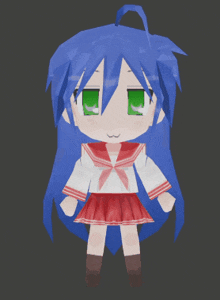 a 3d model of a girl with blue hair