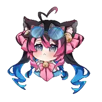 a pixel art of a cat girl wearing sunglasses and a bow