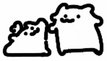 a black and white drawing of a cat and a dog on a white background .