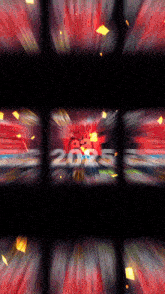 a blurred image of a screen that says happy new year 2025