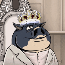 a cartoon of a pig wearing a crown and a nikepig logo