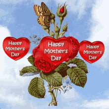 happy mothers day mothers day roses red roses and butterfly mothers day hearts happy mums day