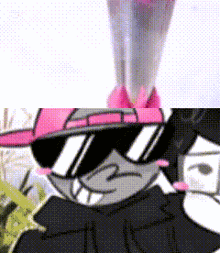 a cartoon character wearing sunglasses and a hat