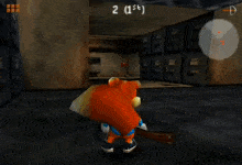a squirrel in a video game with the number 2