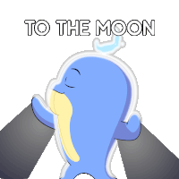 a drawing of a dolphin with the words " to the moon " below it