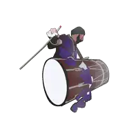a cartoon of a man playing a drum with a stick