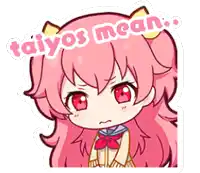 a cartoon of a girl with pink hair and the words taiyo 's mean