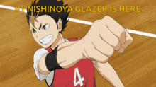 a volleyball player with the number 4 on his shirt