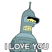 I Love You Bender Sticker - I Love You Bender Futurama Stickers