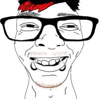 a black and white drawing of a man with glasses