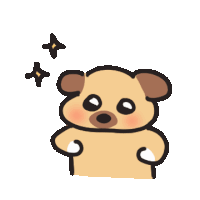 a cartoon drawing of a pug dog with two stars behind it