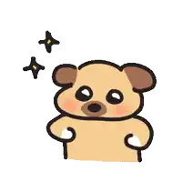 a cartoon drawing of a pug dog with two stars behind it