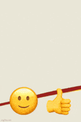 a cartoon character is giving a thumbs up next to an emoji