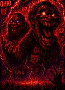 a drawing of a clown with the word ohio on his shirt