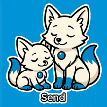 a cartoon of two foxes with the word send underneath