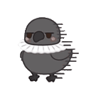 a cartoon drawing of a black bird wearing a white collar and scarf .