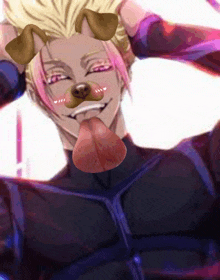 a cartoon character with a dog mask on his face
