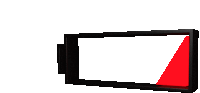 a pixel art of a battery with a red triangle in the middle of it .