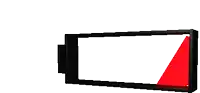 a pixel art of a battery with a red triangle in the middle of it .