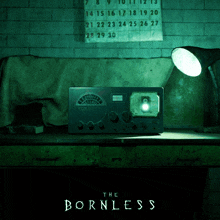 a poster for the bornless shows a radio and a calendar on the wall