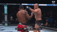 two men are fighting in a ufc ring with a sign that says tequila on it