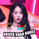 a picture of a woman with the words " akash khan dance " below her
