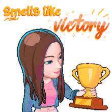 girl animated cute smells like victory victory