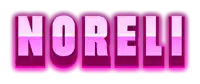 the name norelli is written in pink letters
