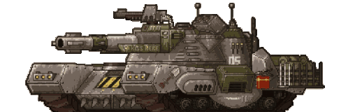a pixel art drawing of a tank with the numbers 05 on the side
