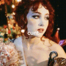 a painting of a woman with the word cunt written on it
