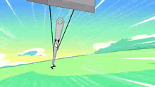 a cartoon illustration of a coin with arms and legs is running on a field .