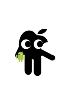 a cartoon drawing of a hand holding an android