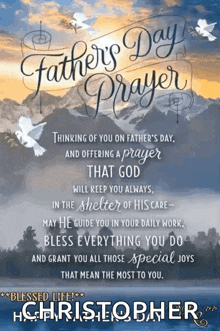 a father 's day prayer is written on a poster