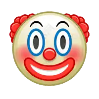 a cartoon smiley face dressed as a clown is pointing